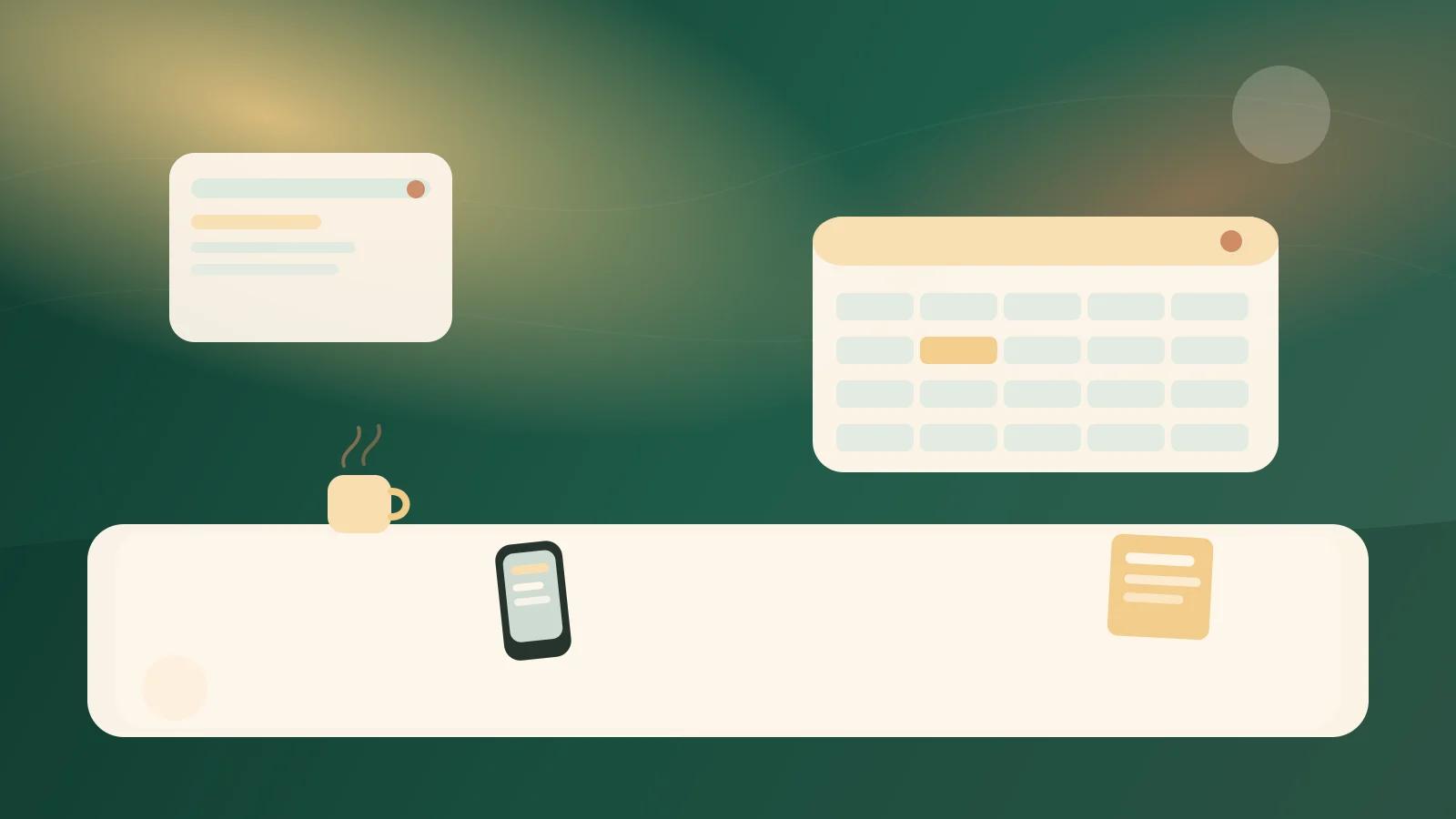 Ánh sáng buổi sáng trong không gian làm việc đơn giản và yên tĩnh