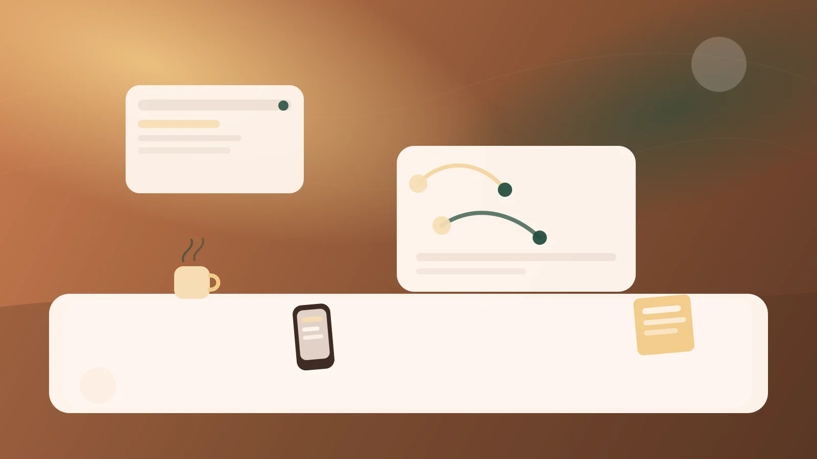 Sổ tay nguyên tắc sống và làm việc được mở cạnh bàn làm việc gọn gàng